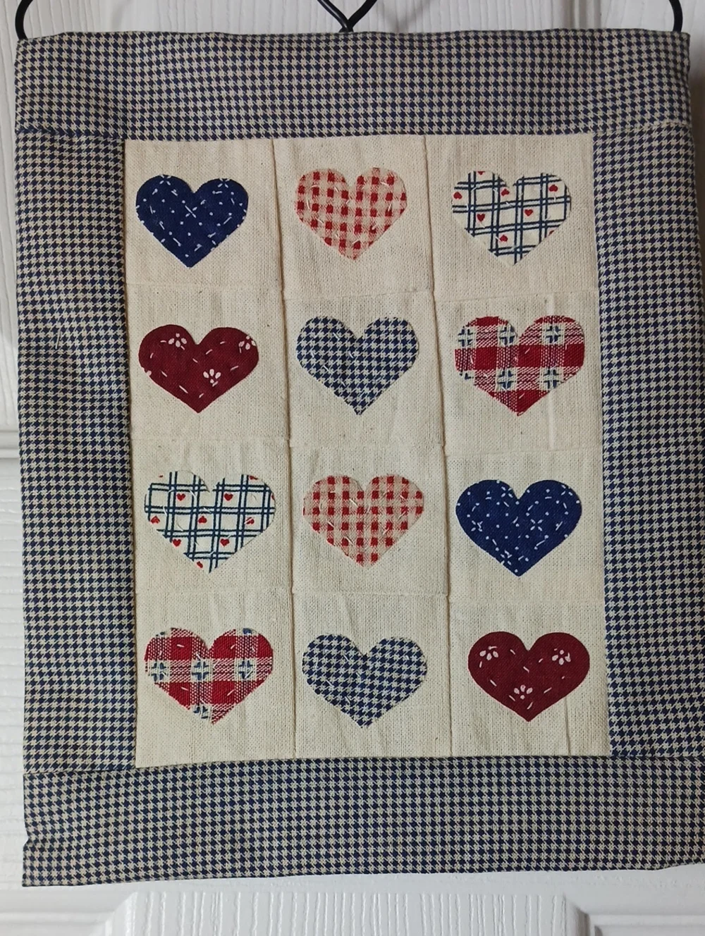 Country Farmhouse Heart Mini Quilt Wall Hanging Decor Patchwork Rustic Cottage